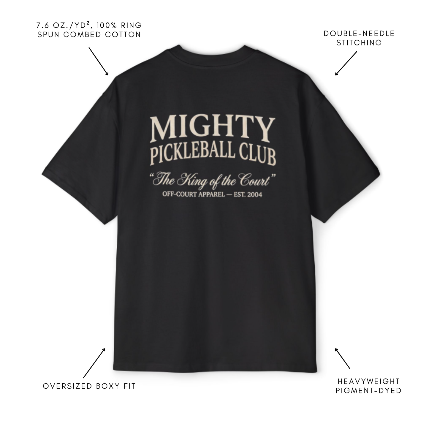 Mighty Pickle Ball Club - King of The Court - Black & White