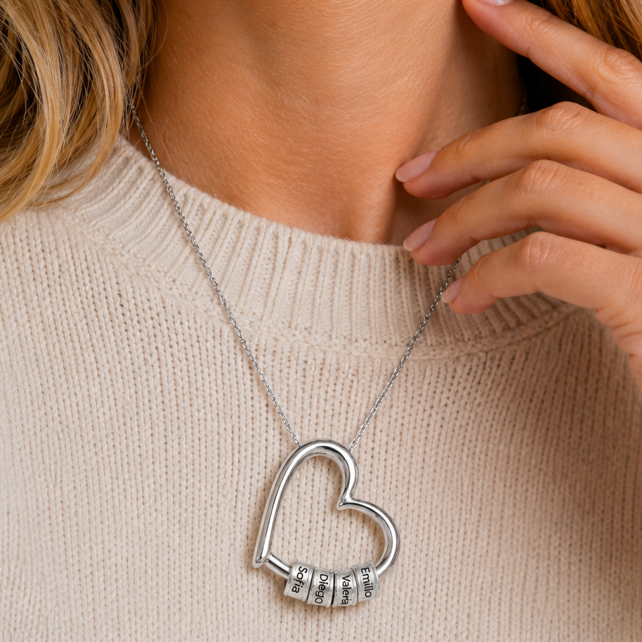 Collar de Corazón Personalizado con Nombres | Acero Inoxidable