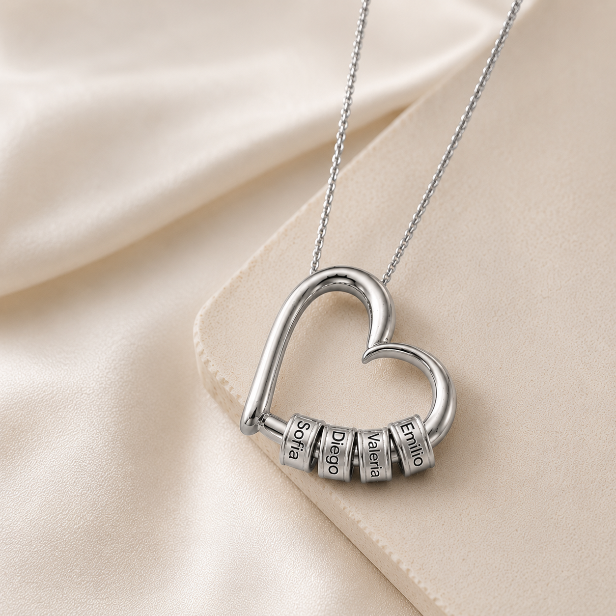 Collar de Corazón Personalizado con Nombres | Acero Inoxidable
