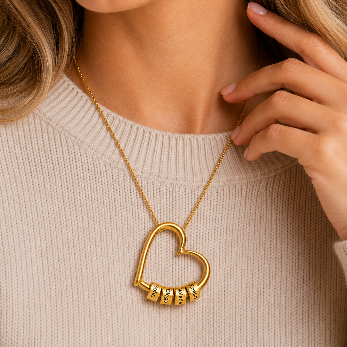 Collar de Corazón Personalizado con Nombres | Acero Inoxidable