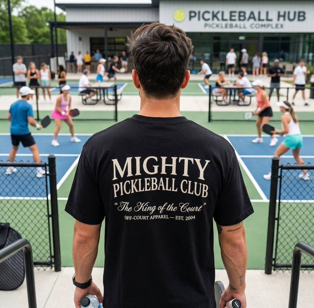 Mighty Pickle Ball Club - King of The Court - Black & White